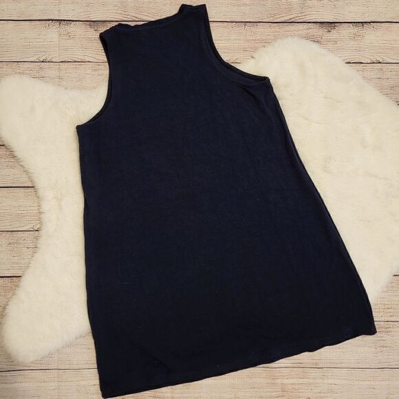 Zara navy blue sleeveless mini dress with gold studs down front - Picture 6 of 6